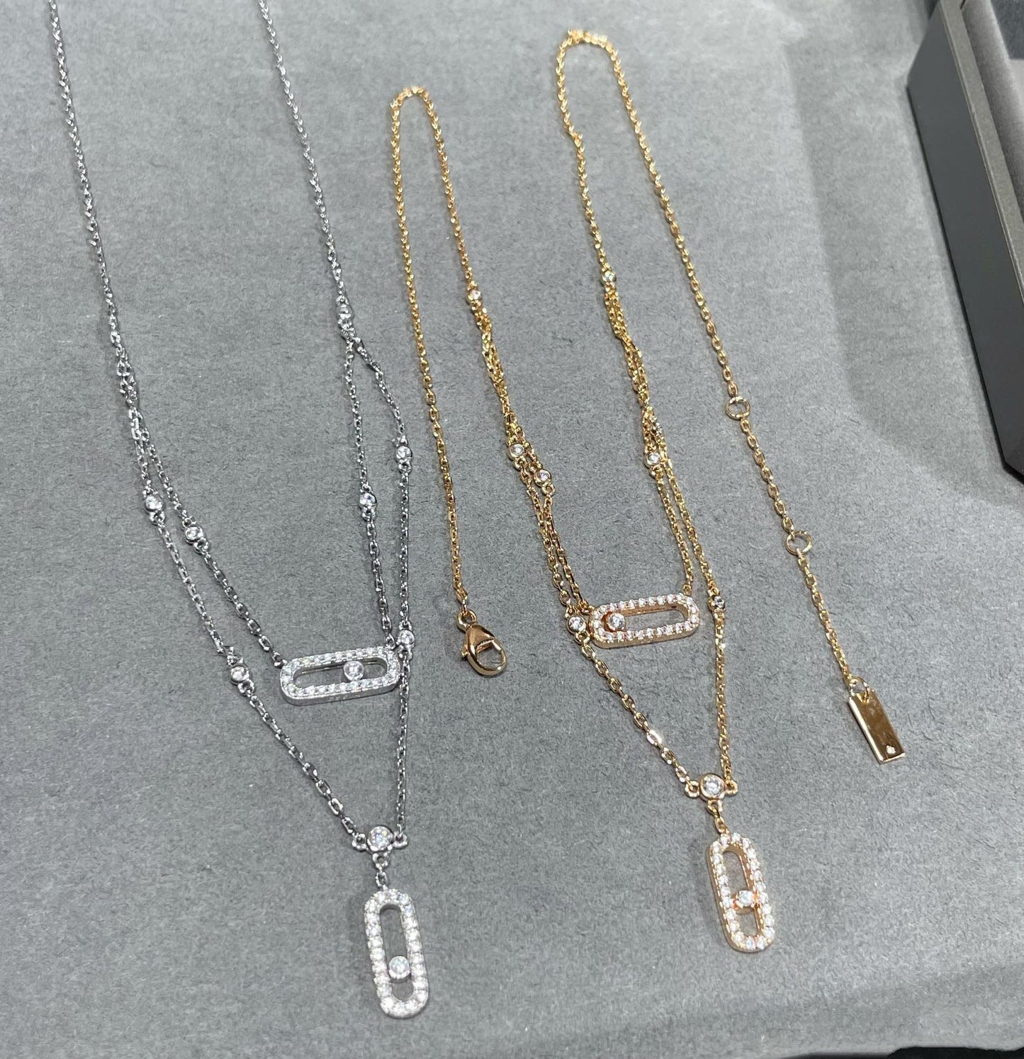 [Rosla]MOVE 2 ROW DIAMOND NECKLACE
