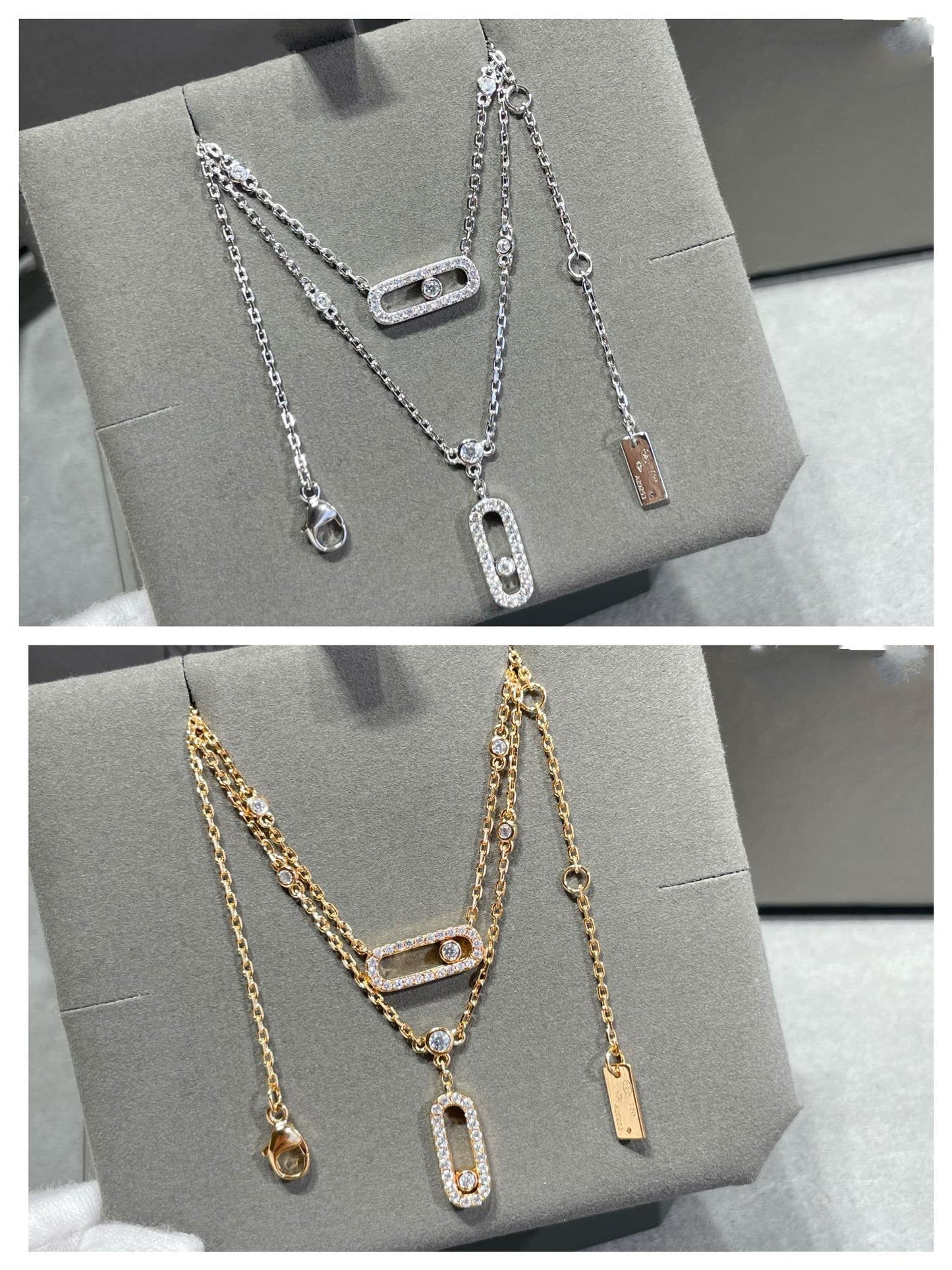 [Rosla]MOVE 2 ROW DIAMOND NECKLACE