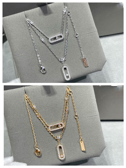 [Rosla]MOVE 2 ROW DIAMOND NECKLACE