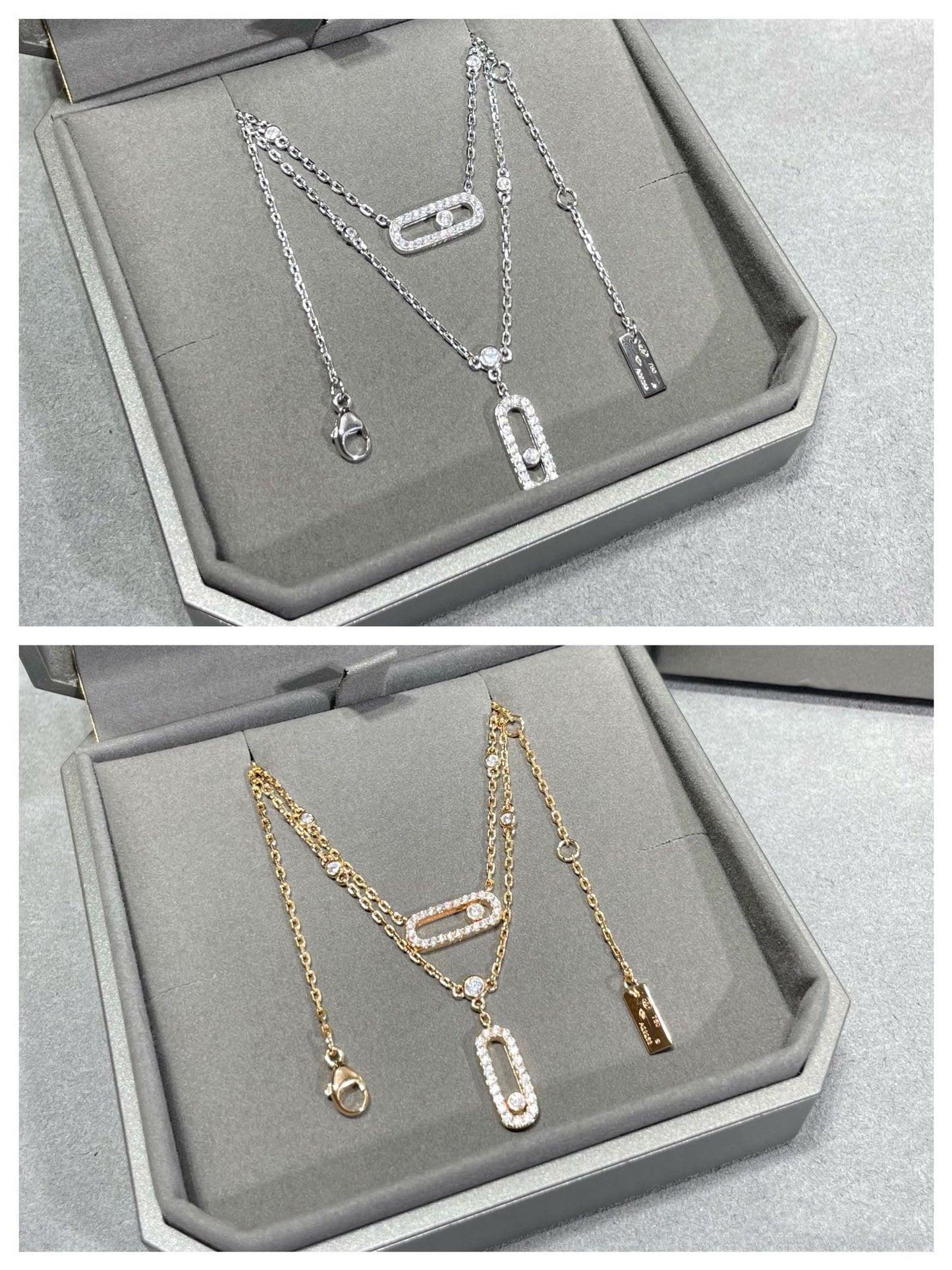 [Rosla]MOVE 2 ROW DIAMOND NECKLACE