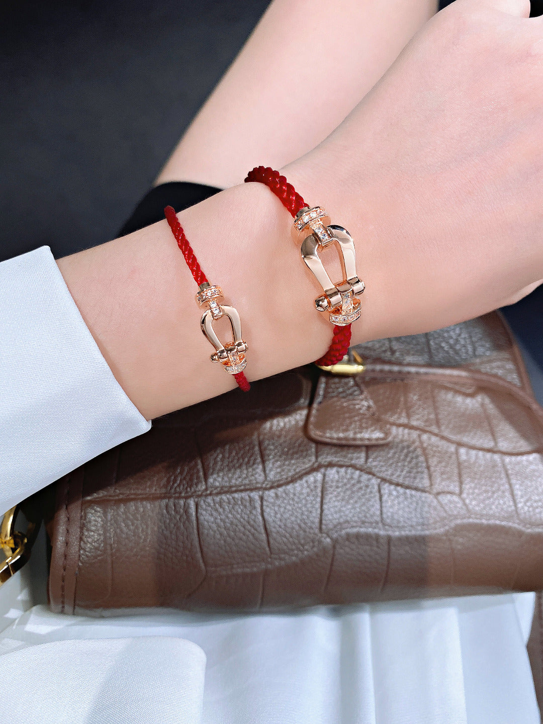 [Rosla]FORCE 10 HALF DIAMOND PINK GOLD RED CORDERI LARGE AND MEDIUM MODEL