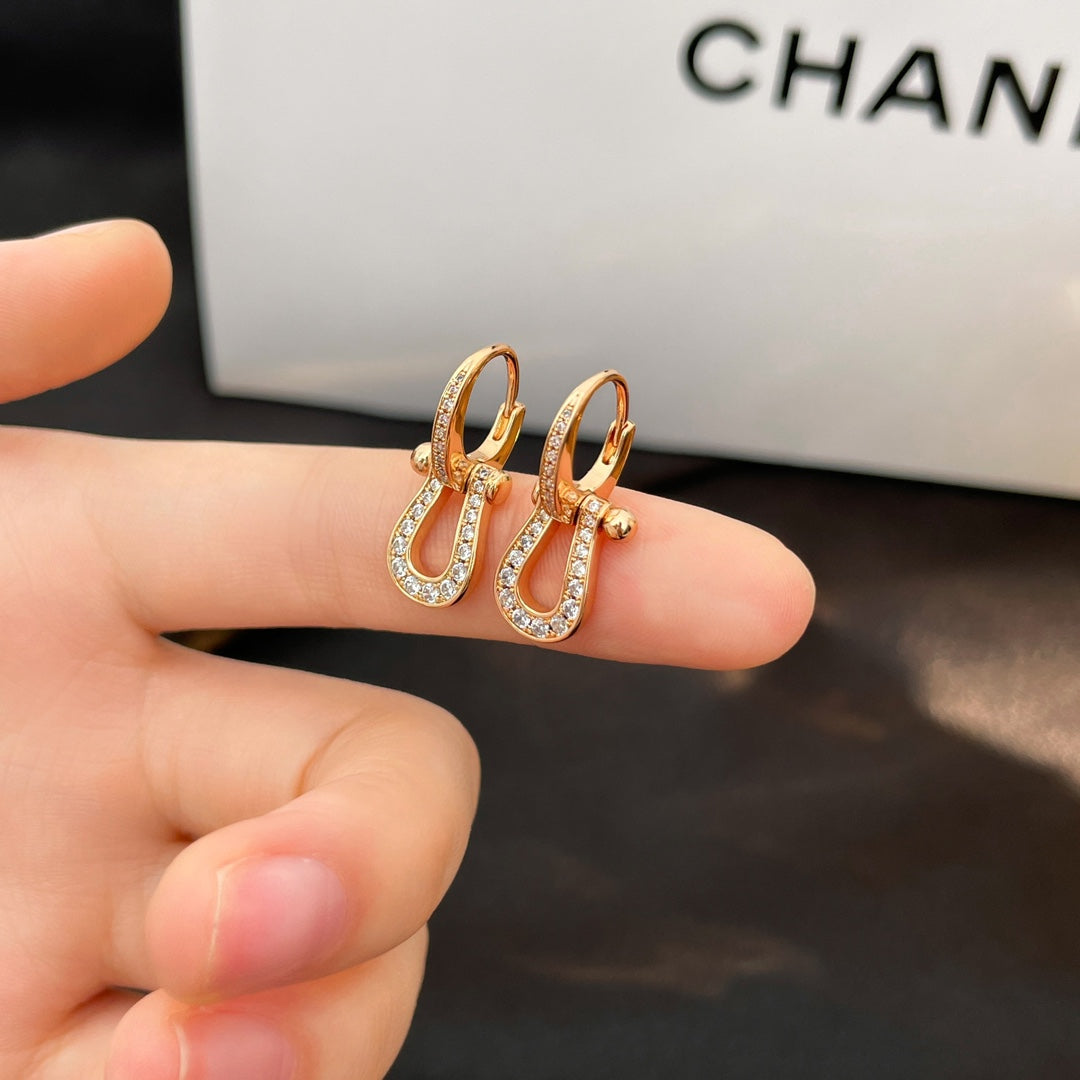 [Rosla]FORCE 10 FULL DIAMOND DROP EARRINGS MEDIUM MODEL