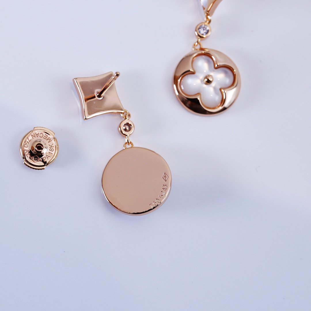 [Rosla]STAR AND SUN PINK GOLD MOP DROP EARRINGS