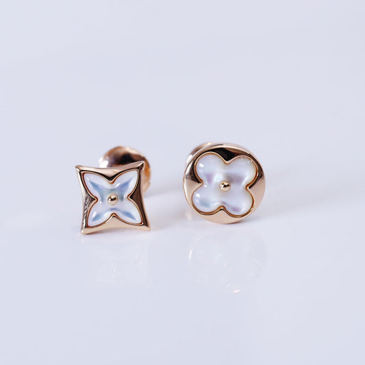 [Rosla]STAR AND SUN PINK GOLD MOP STUD EARRINGS