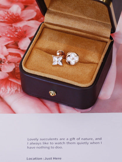 [Rosla]STAR AND SUN PINK GOLD MOP STUD EARRINGS