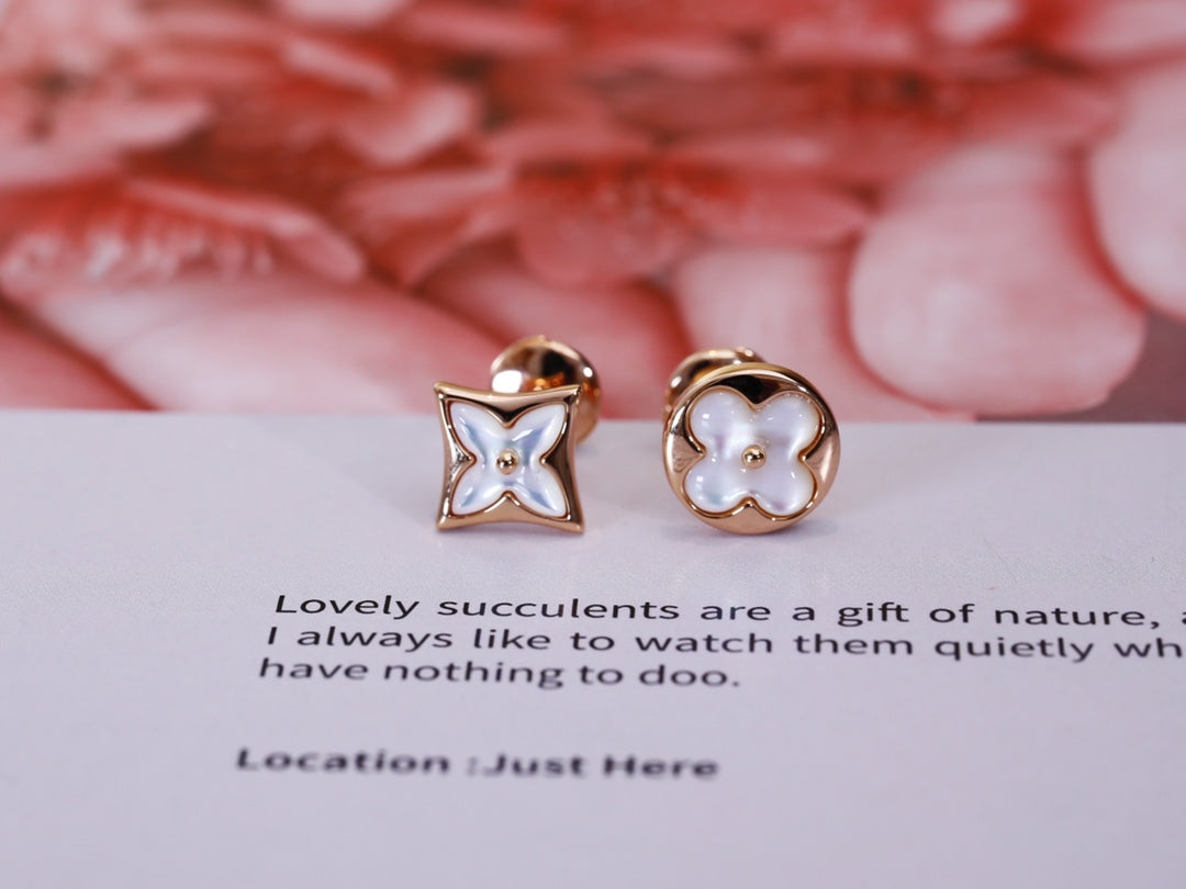 [Rosla]STAR AND SUN PINK GOLD MOP STUD EARRINGS