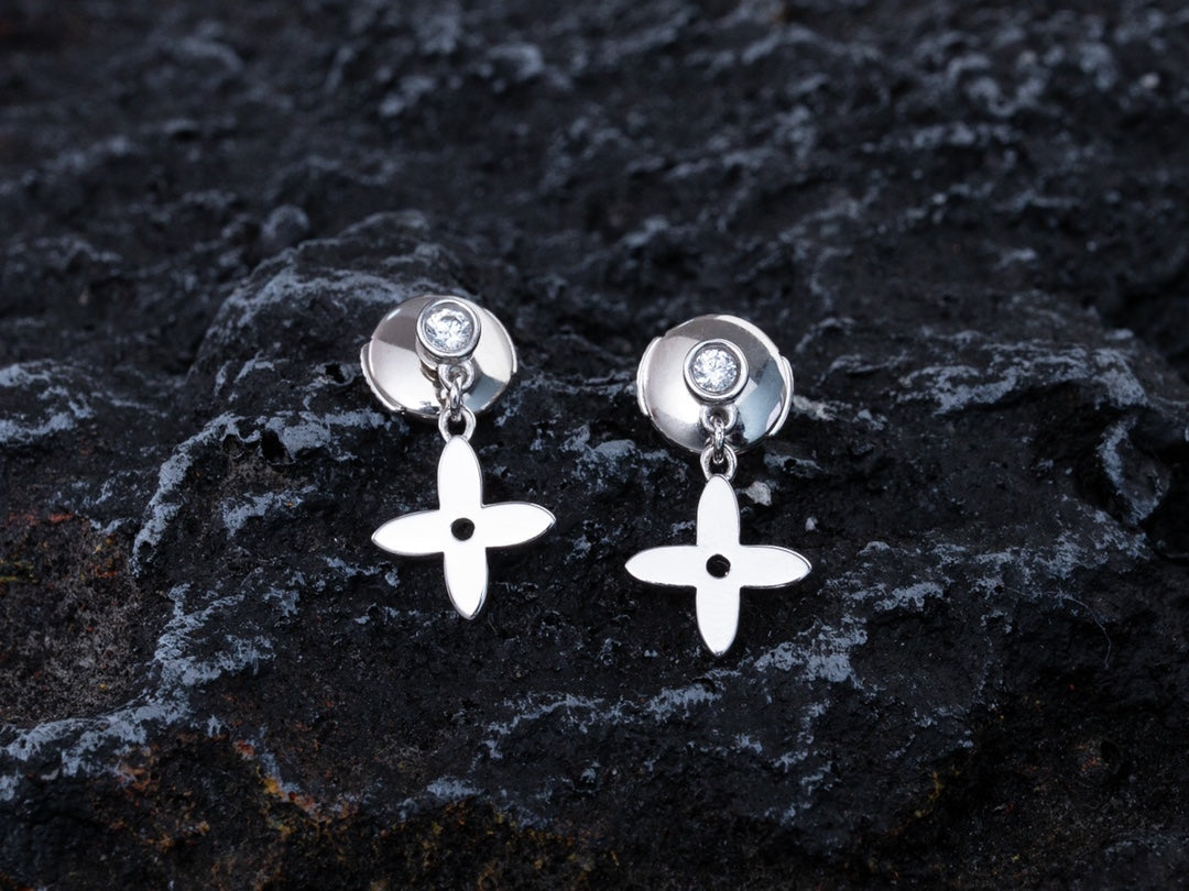 [Rosla]VIDYLLE SILVER DIAMOND MINI DROP EARRINGS