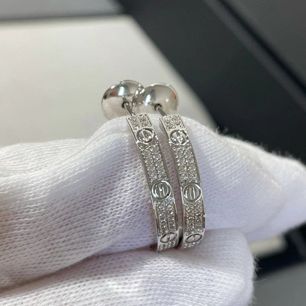 [Rosla]LOVE EARRINGS 3.6MM DIAMOND PAVED
