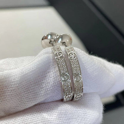 [Rosla]LOVE EARRINGS 3.6MM DIAMOND PAVED