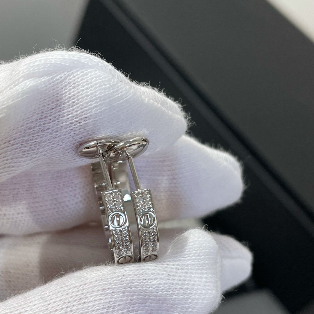 [Rosla]LOVE DIAMOND SILVER HOOP EARRINGS