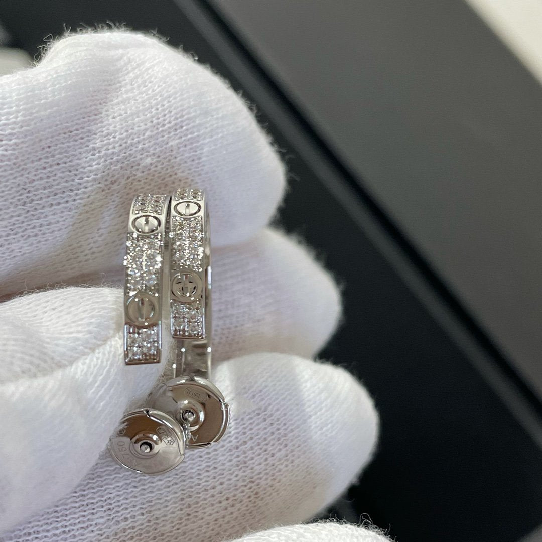[Rosla]LOVE DIAMOND SILVER HOOP EARRINGS