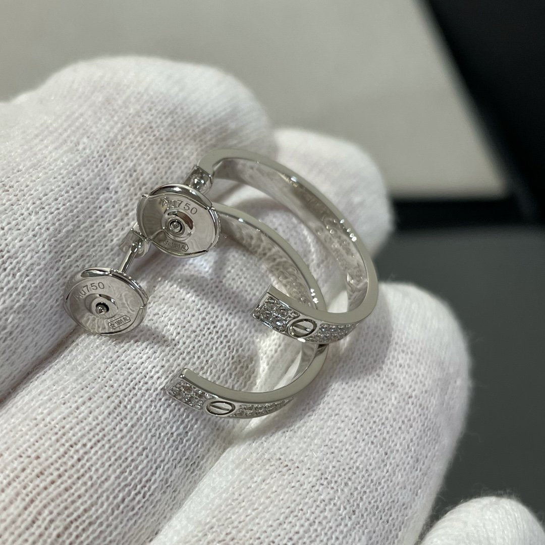 [Rosla]LOVE DIAMOND SILVER HOOP EARRINGS