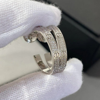 [Rosla]LOVE EARRINGS 3.6MM DIAMOND PAVED