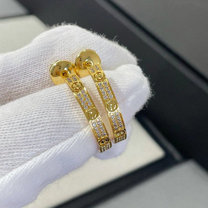 [Rosla]LOVE EARRINGS 3.6MM DIAMOND PAVED