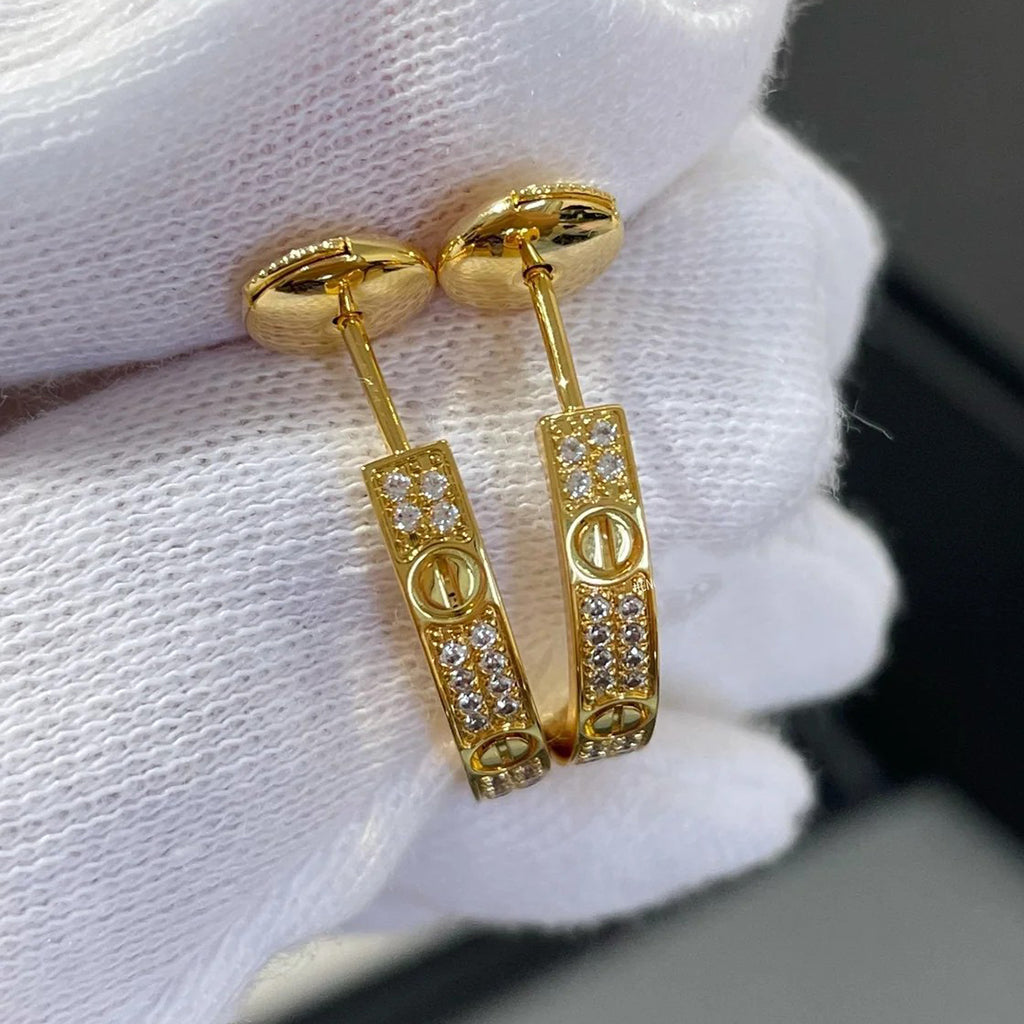 [Rosla]LOVE EARRINGS 3.6MM DIAMOND PAVED