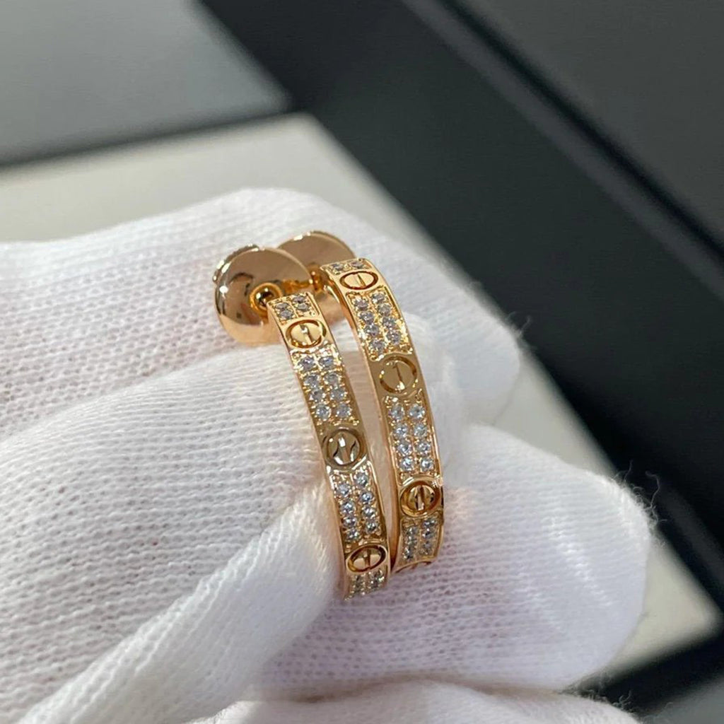 [Rosla]LOVE EARRINGS 3.6MM DIAMOND PAVED