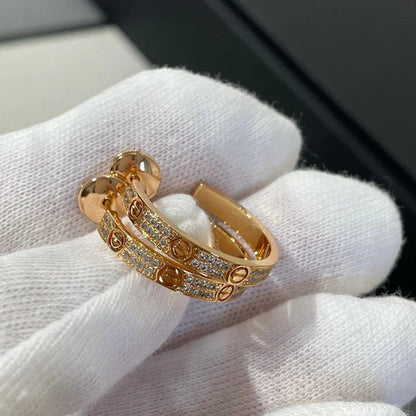 [Rosla]LOVE EARRINGS 3.6MM DIAMOND PAVED