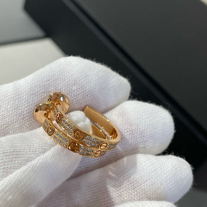 [Rosla]LOVE DIAMOND PINK GOLD HOOP EARRINGS