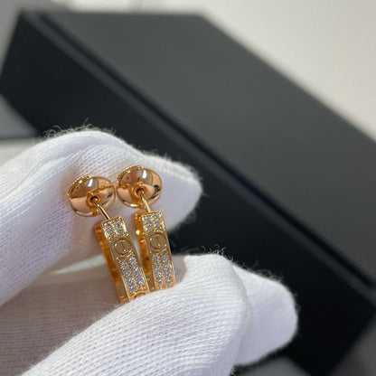 [Rosla]LOVE DIAMOND PINK GOLD HOOP EARRINGS