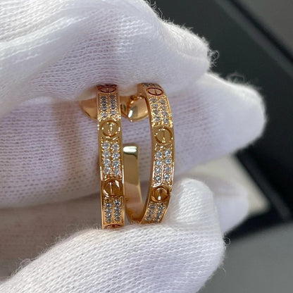 [Rosla]LOVE EARRINGS 3.6MM DIAMOND PAVED