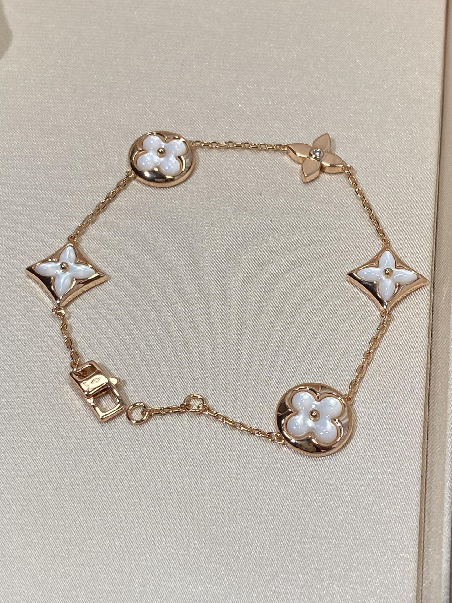 [Rosla]STAR AND SUN 5 MOTIF MOP PINK GOLD BRACELET