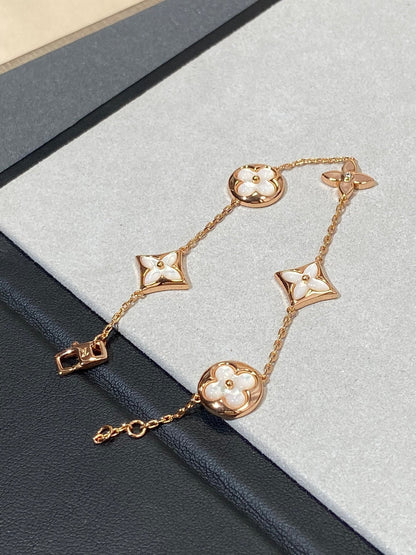 [Rosla]STAR AND SUN 5 MOTIF MOP PINK GOLD BRACELET