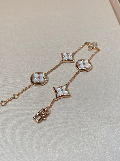[Rosla]STAR AND SUN 5 MOTIF MOP PINK GOLD BRACELET