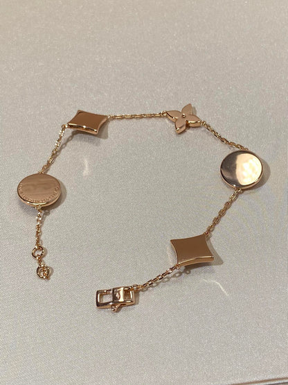 [Rosla]STAR AND SUN 5 MOTIF MOP PINK GOLD BRACELET