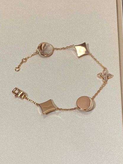[Rosla]STAR AND SUN 5 MOTIF MOP PINK GOLD BRACELET