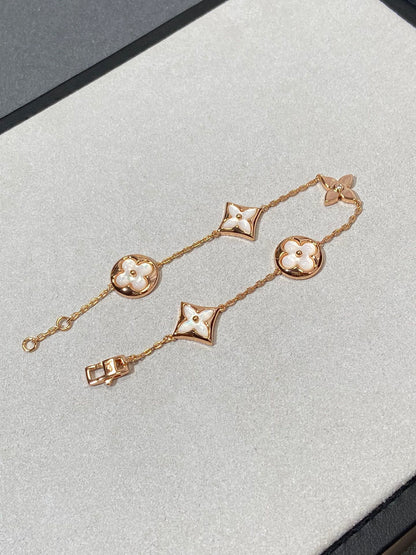 [Rosla]STAR AND SUN 5 MOTIF MOP PINK GOLD BRACELET