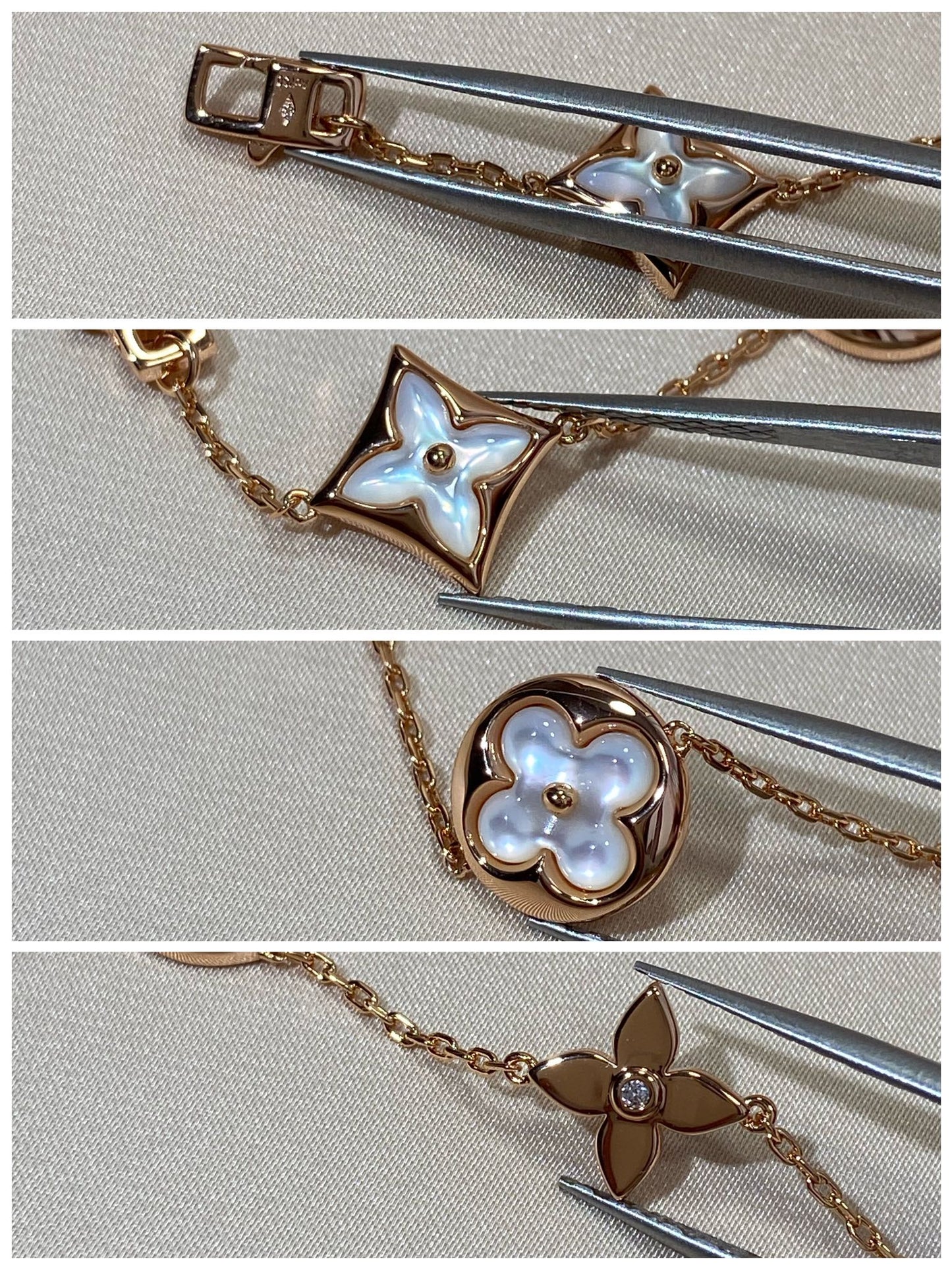 [Rosla]STAR AND SUN 5 MOTIF MOP PINK GOLD BRACELET