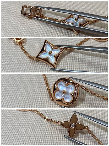 [Rosla]STAR AND SUN 5 MOTIF MOP PINK GOLD BRACELET