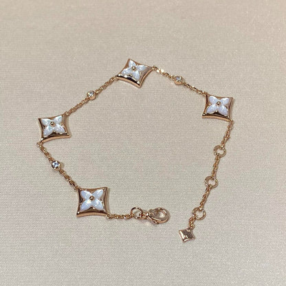 [Rosla]STAR 4 MOTIF MOP DIAMOND PINK GOLD BRACELET