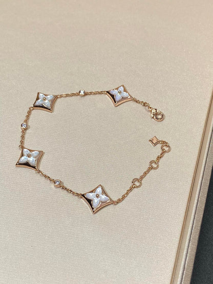[Rosla]STAR 4 MOTIF MOP DIAMOND PINK GOLD BRACELET