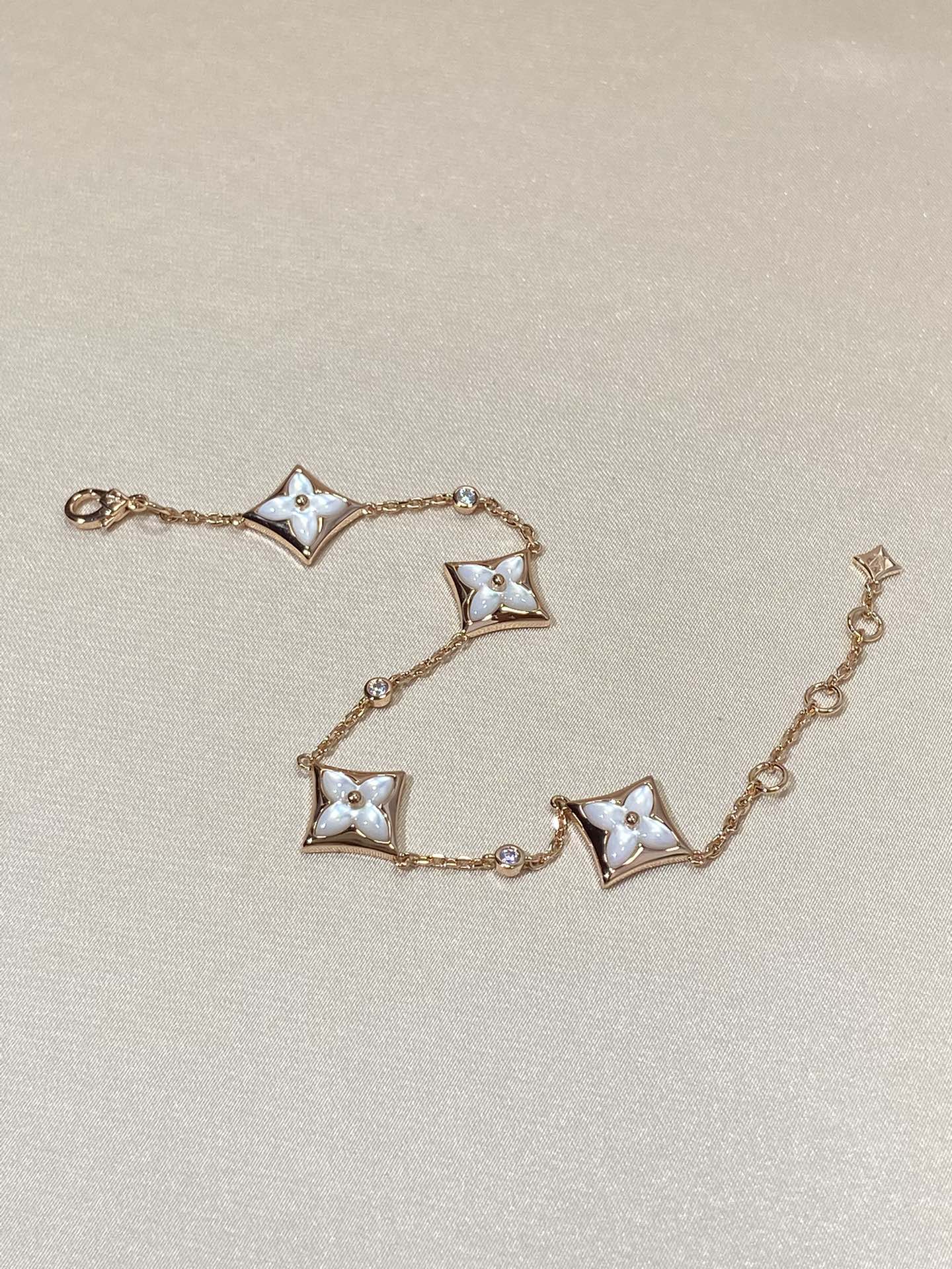 [Rosla]STAR 4 MOTIF MOP DIAMOND PINK GOLD BRACELET