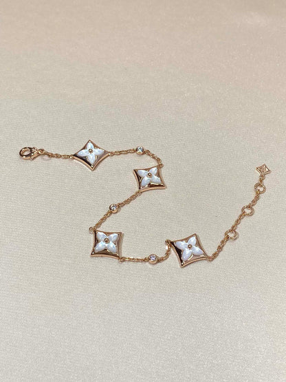 [Rosla]STAR 4 MOTIF MOP DIAMOND PINK GOLD BRACELET