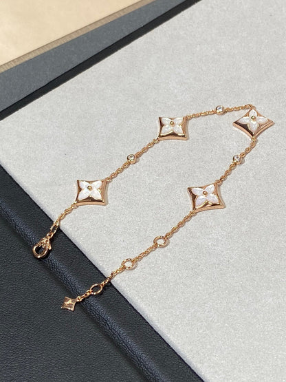 [Rosla]STAR 4 MOTIF MOP DIAMOND PINK GOLD BRACELET