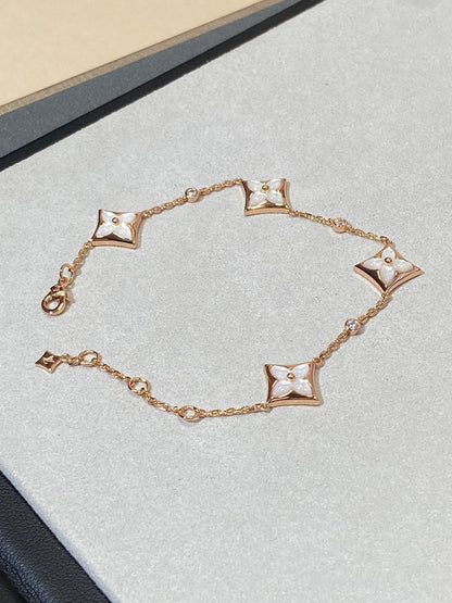 [Rosla]STAR 4 MOTIF MOP DIAMOND PINK GOLD BRACELET