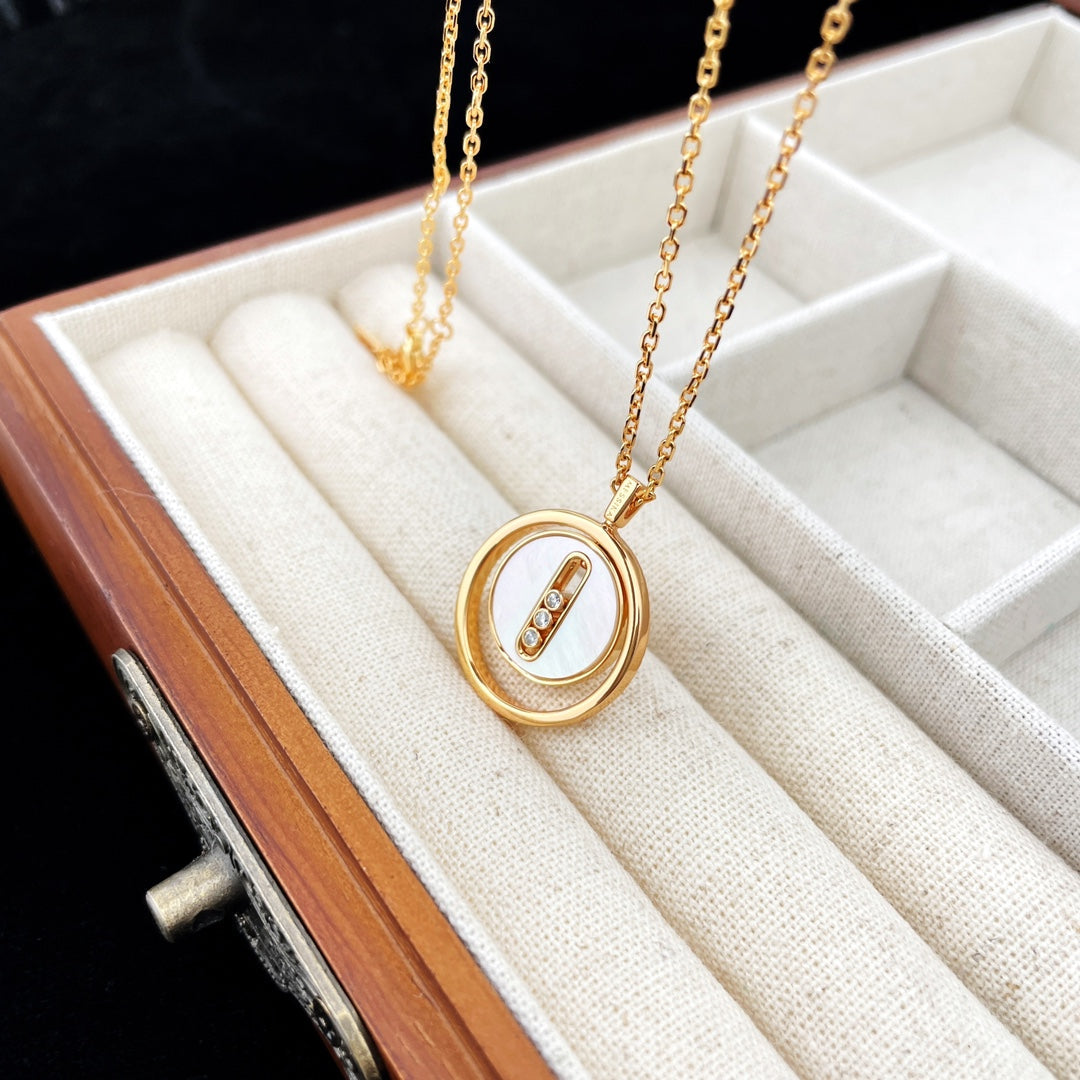 [Rosla]LUCKY MOVE MOP PINK GOLD NECKLACE
