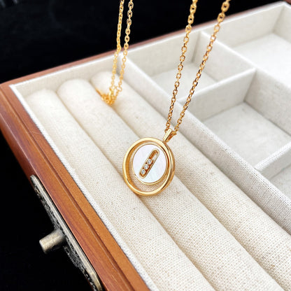 [Rosla]LUCKY MOVE MOP PINK GOLD NECKLACE