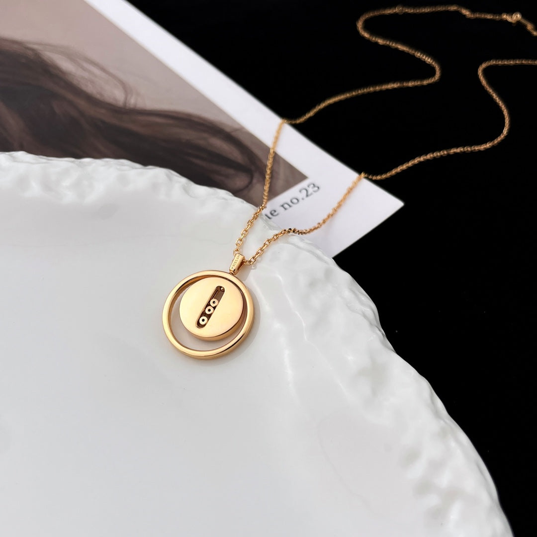 [Rosla]LUCKY MOVE MOP PINK GOLD NECKLACE