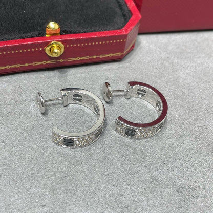[Rosla]LOVE CERAMIC DIAMOND PAVED SILVER EARRINGS