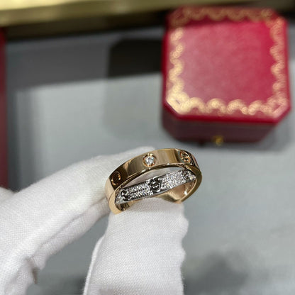 [Rosla]LOVE PINK GOLD SILVER DIAMOND DOUBLE RING