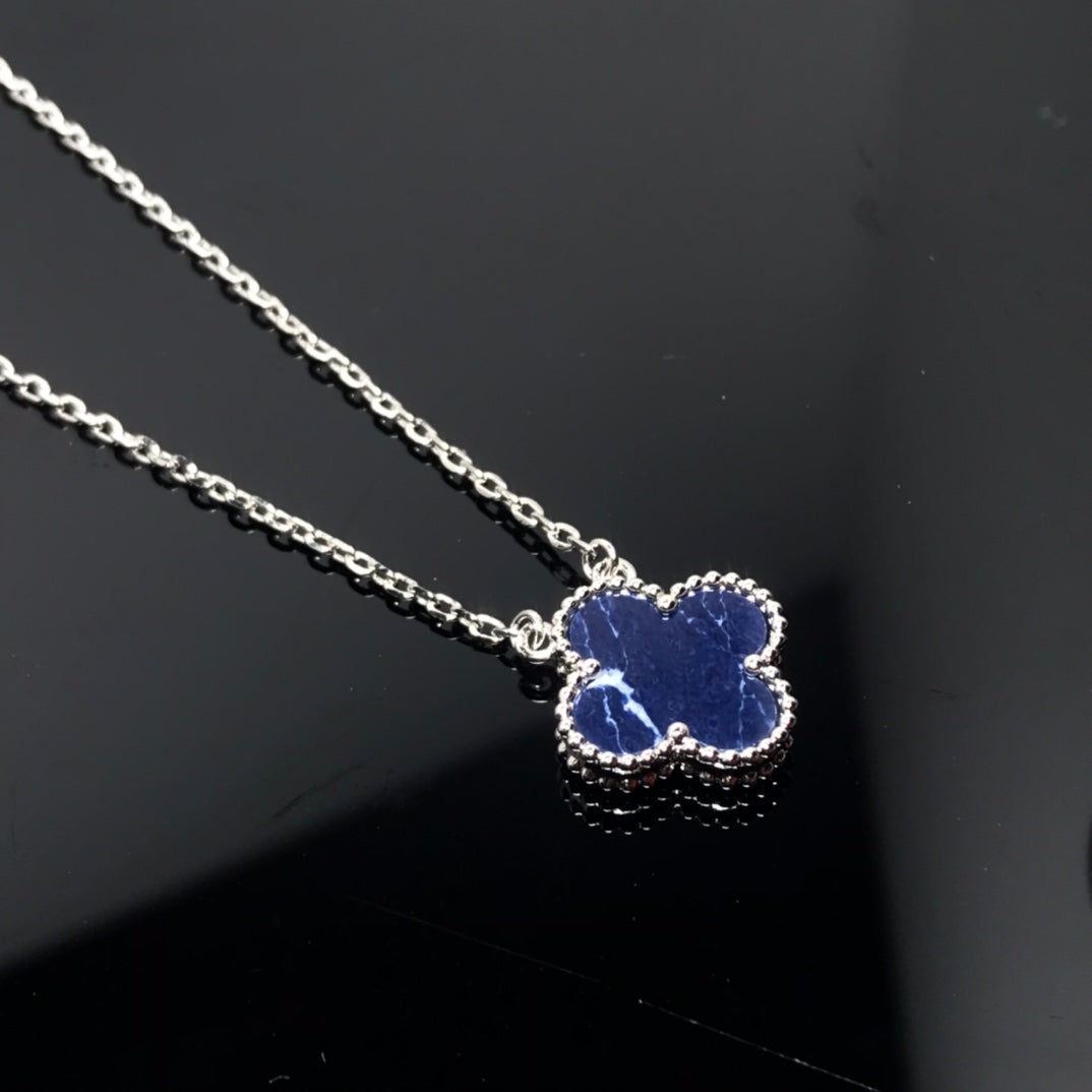 [Rosla]CLOVER PIETERSITE SILVER LONG NECKLACE