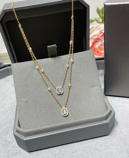 [Rosla]MY TWIN 2 ROW DIAMOND NECKLACE