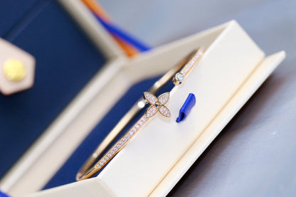 [Rosla]IDYLLE PINK GOLD OPEN BRACELET DIAMOND PAVED