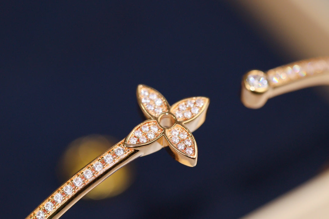 [Rosla]IDYLLE PINK GOLD OPEN BRACELET DIAMOND PAVED