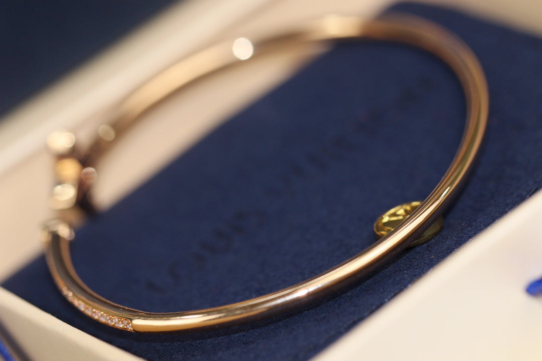 [Rosla]IDYLLE PINK GOLD OPEN BRACELET DIAMOND PAVED