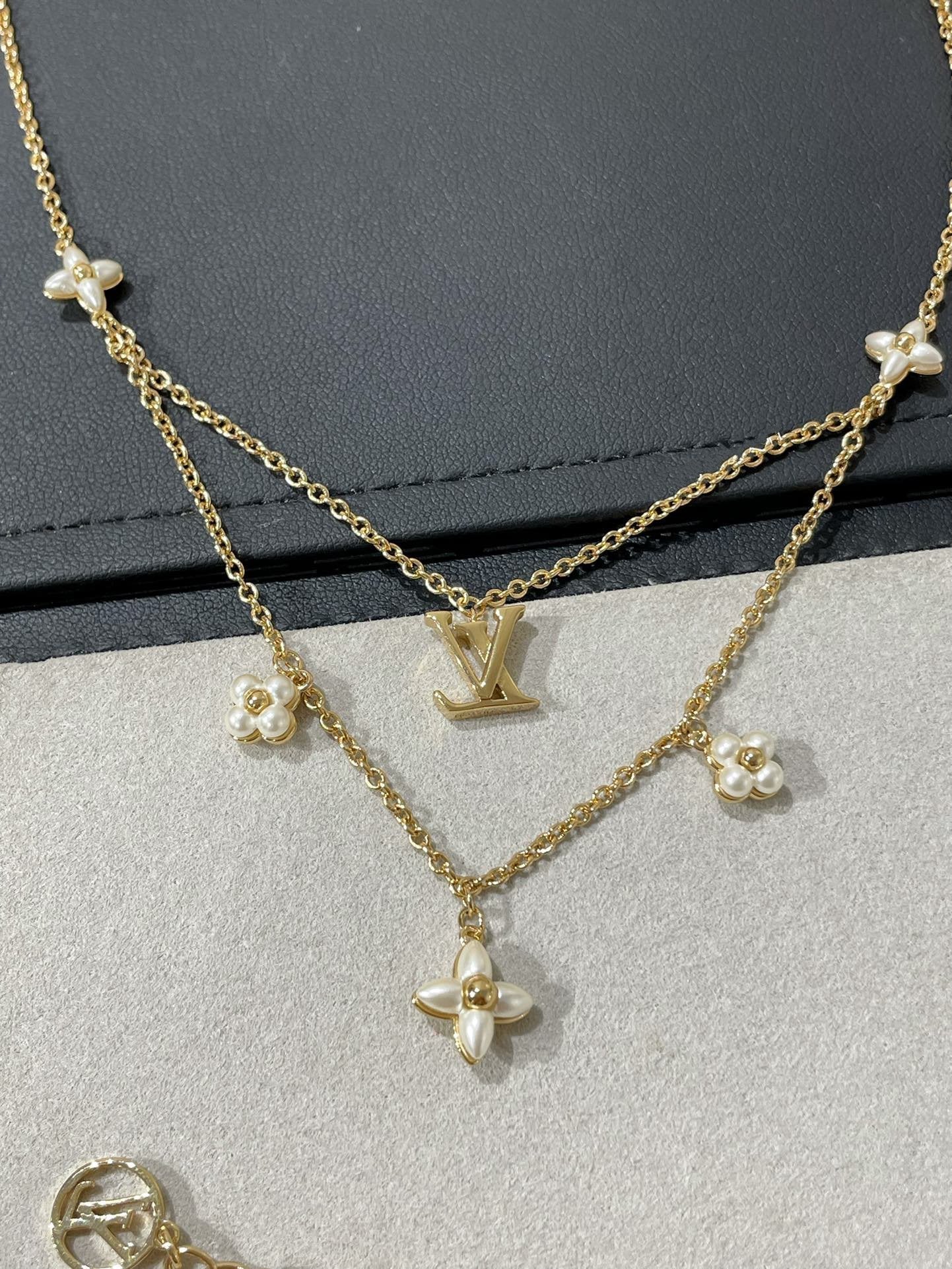 [Rosla]FLOWERGRAM GOLD MOP DOUBLE ROW NECKLACE