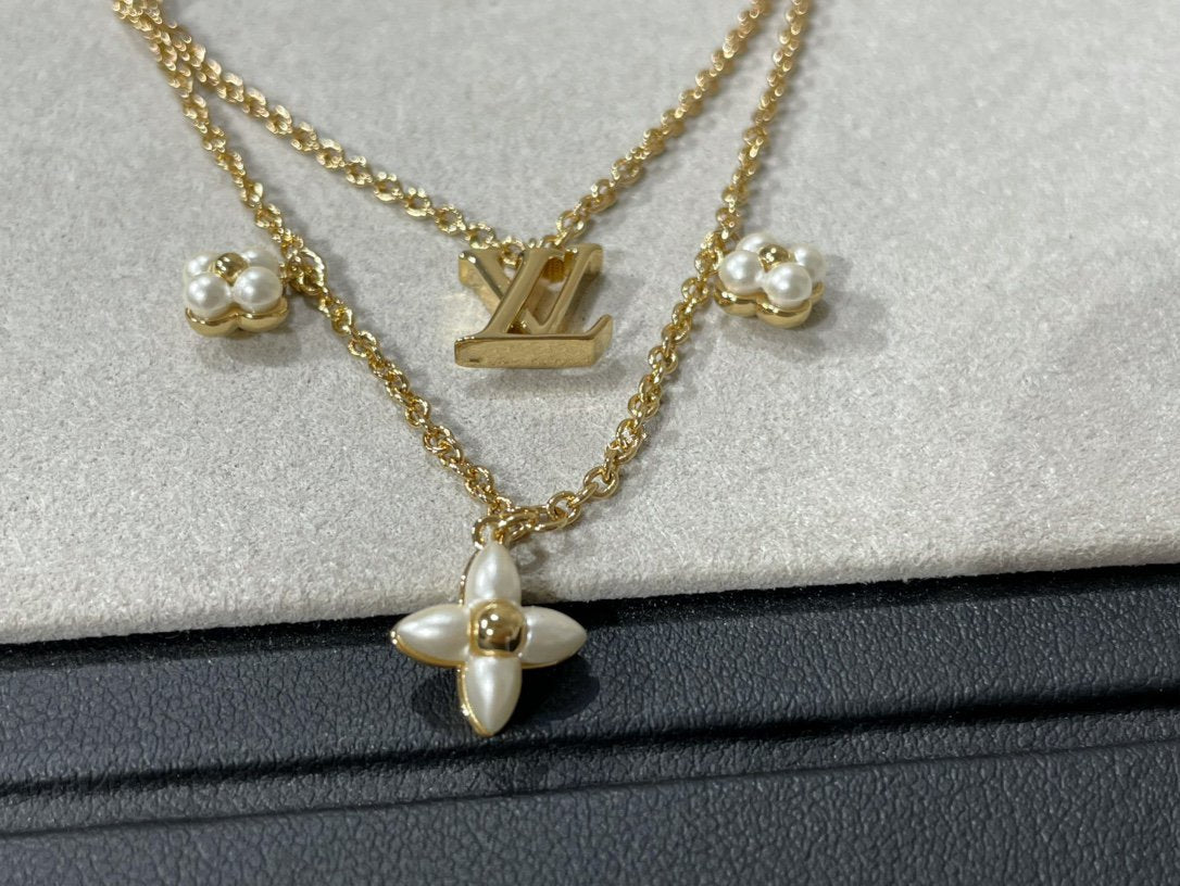 [Rosla]FLOWERGRAM GOLD MOP DOUBLE ROW NECKLACE